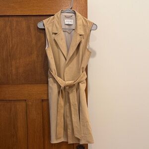 Babton Tan Suede Sleeveless Belted Vest